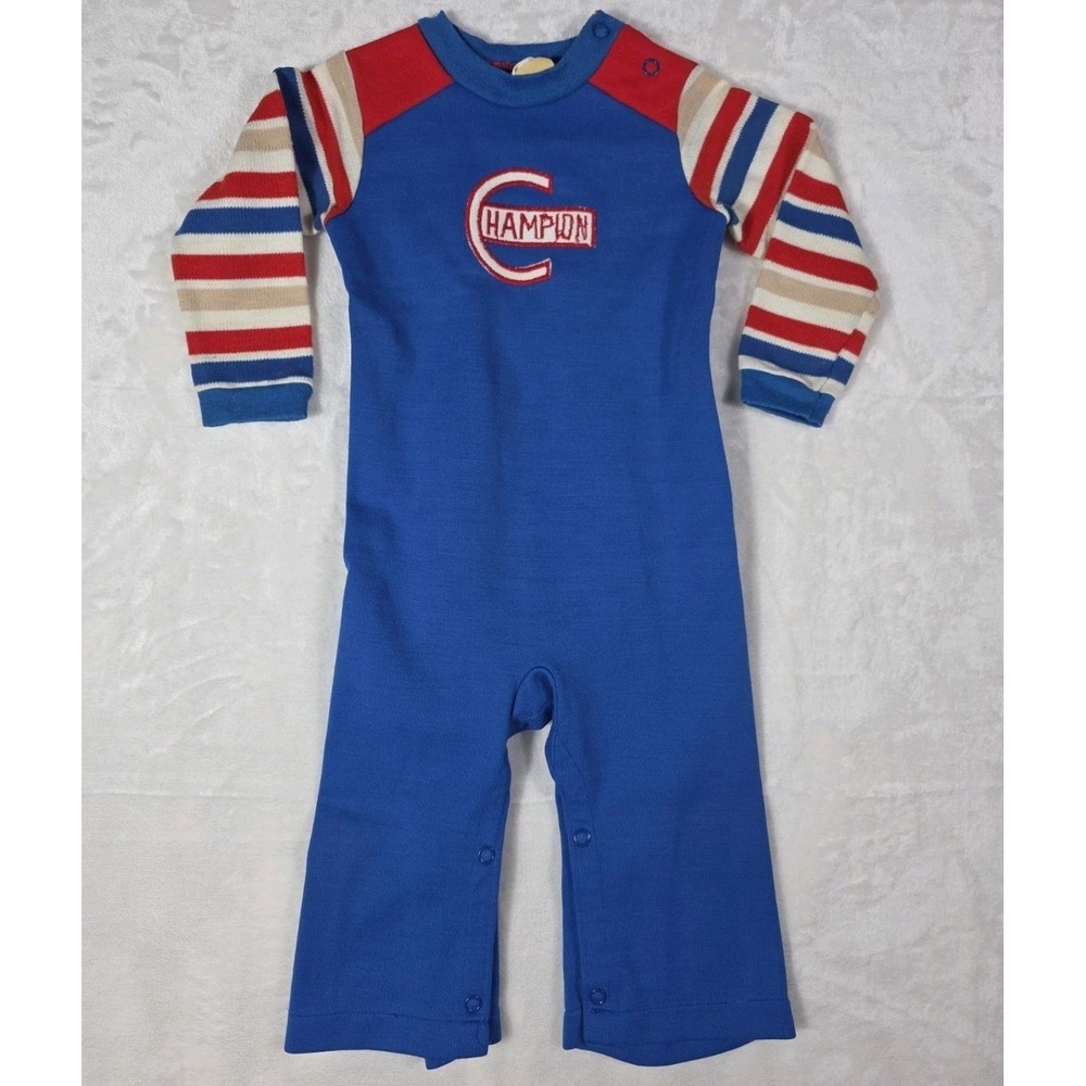 Vintage 1980s Carter's Baby Romper Jumpsuit 18 Months Champion Red Blue USA...